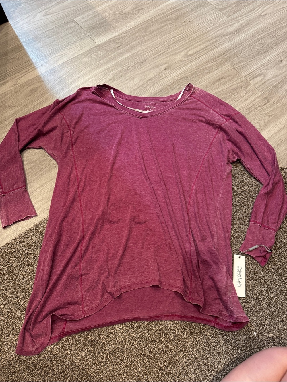 Calvin Klein Long Sleeve Crewneck Top - Plum
